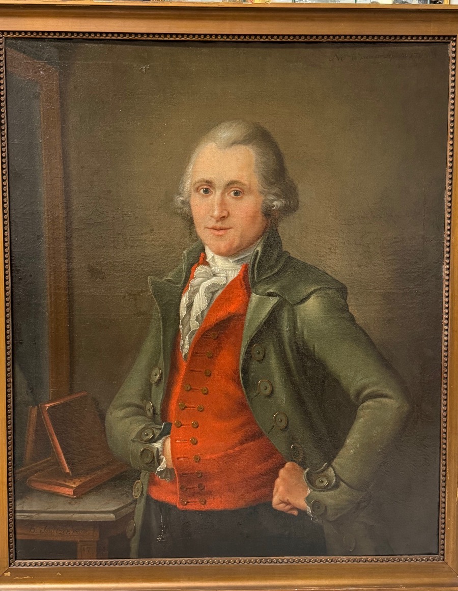 H Soultzer 1794 portrait d’homme au gilet rouge d’époque fin XVIIIème - huile sur toile H 110 c-photo-8