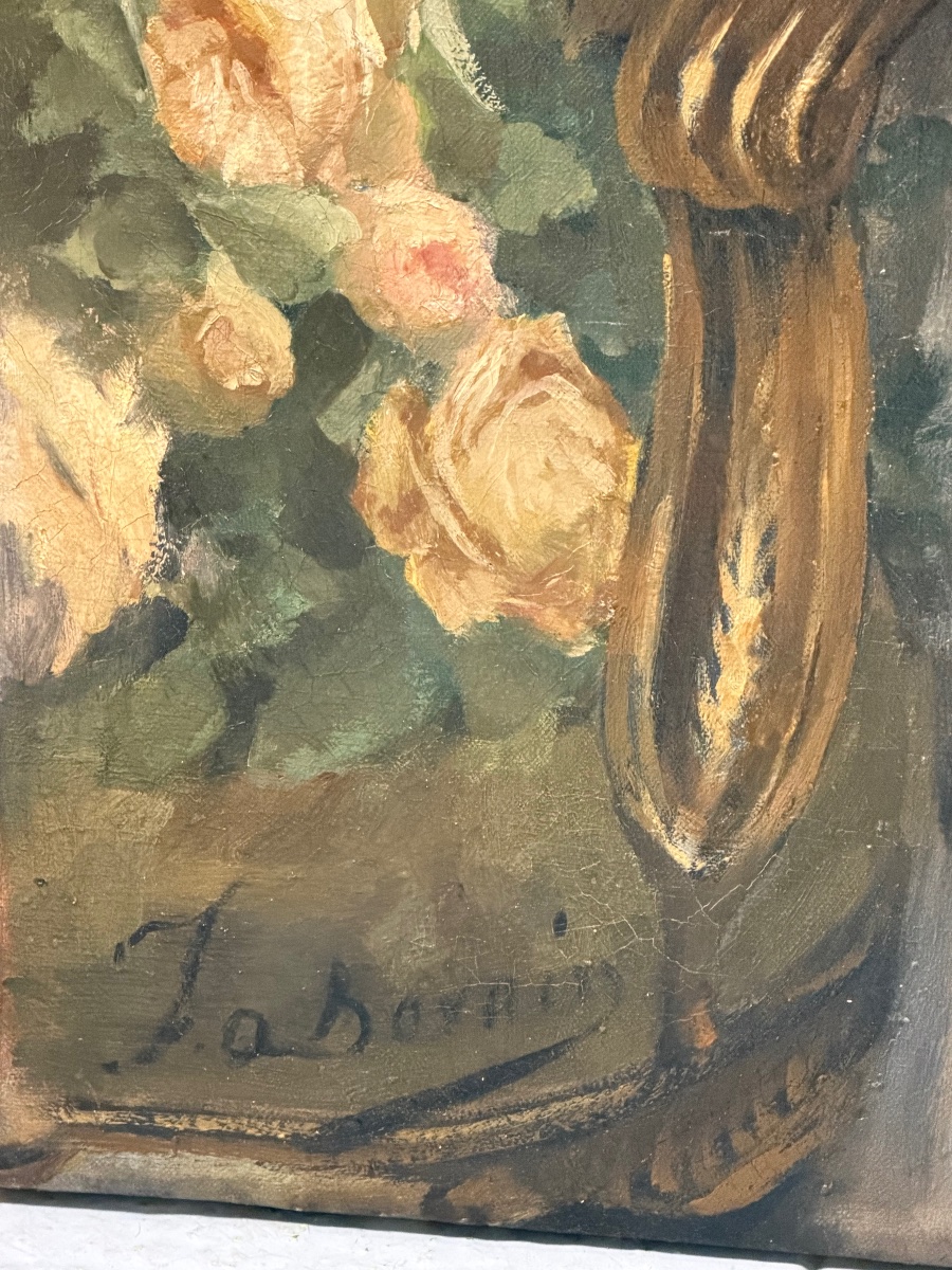 Grand portrait de jeune femme en robe blanche du XIXème siècle huile /toile H 148 cm-photo-4