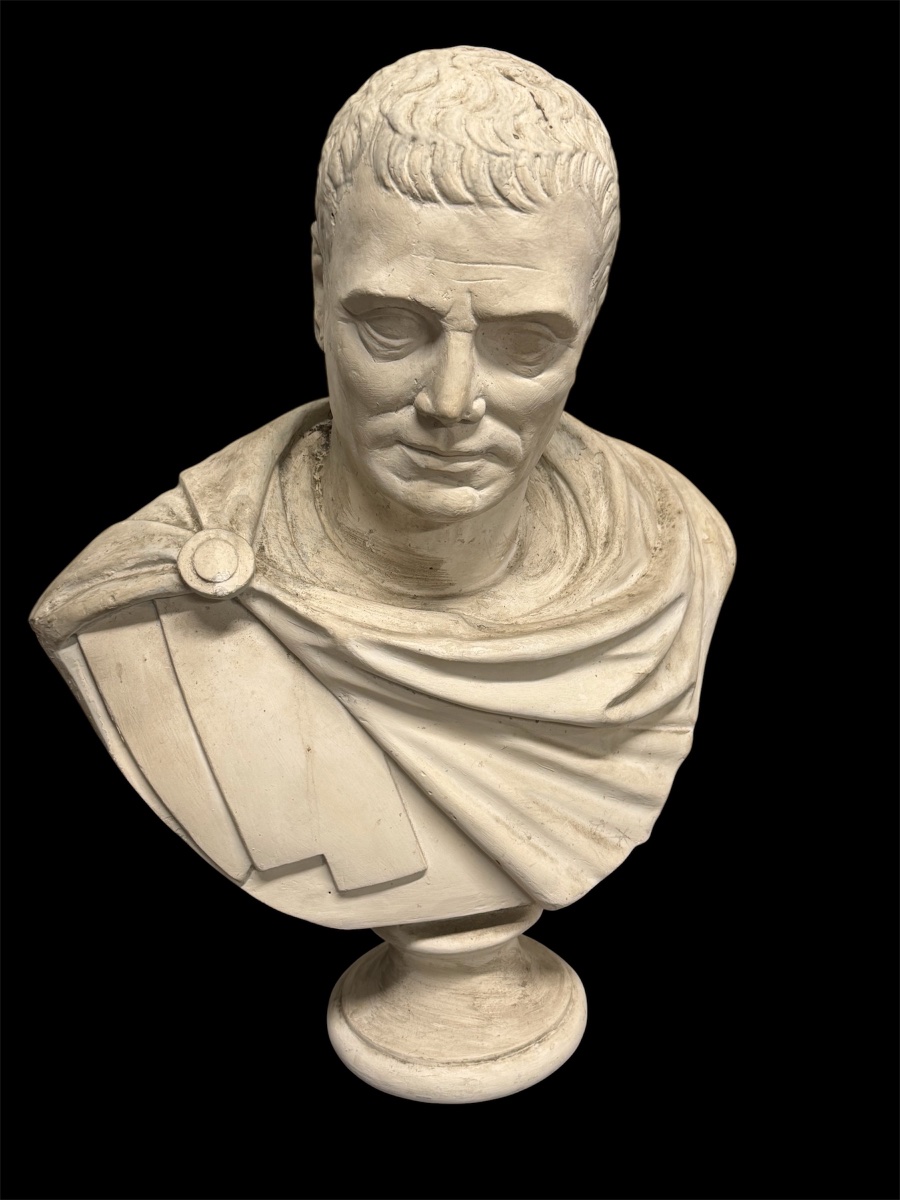 Buste d’empereur Romain sculpture en plâtre du début du XXème siècle H 70 cm-photo-2