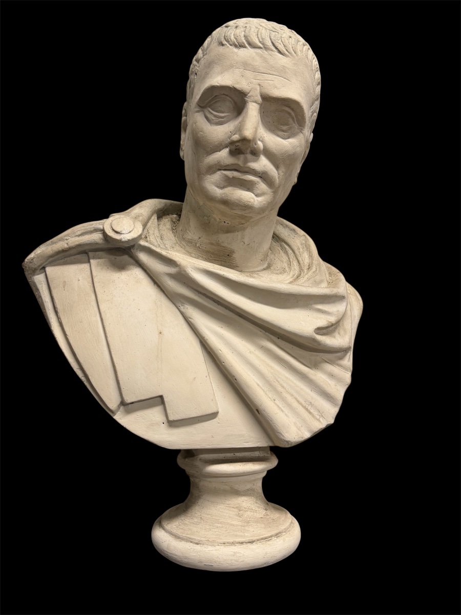 Buste d’empereur Romain sculpture en plâtre du début du XXème siècle H 70 cm-photo-3