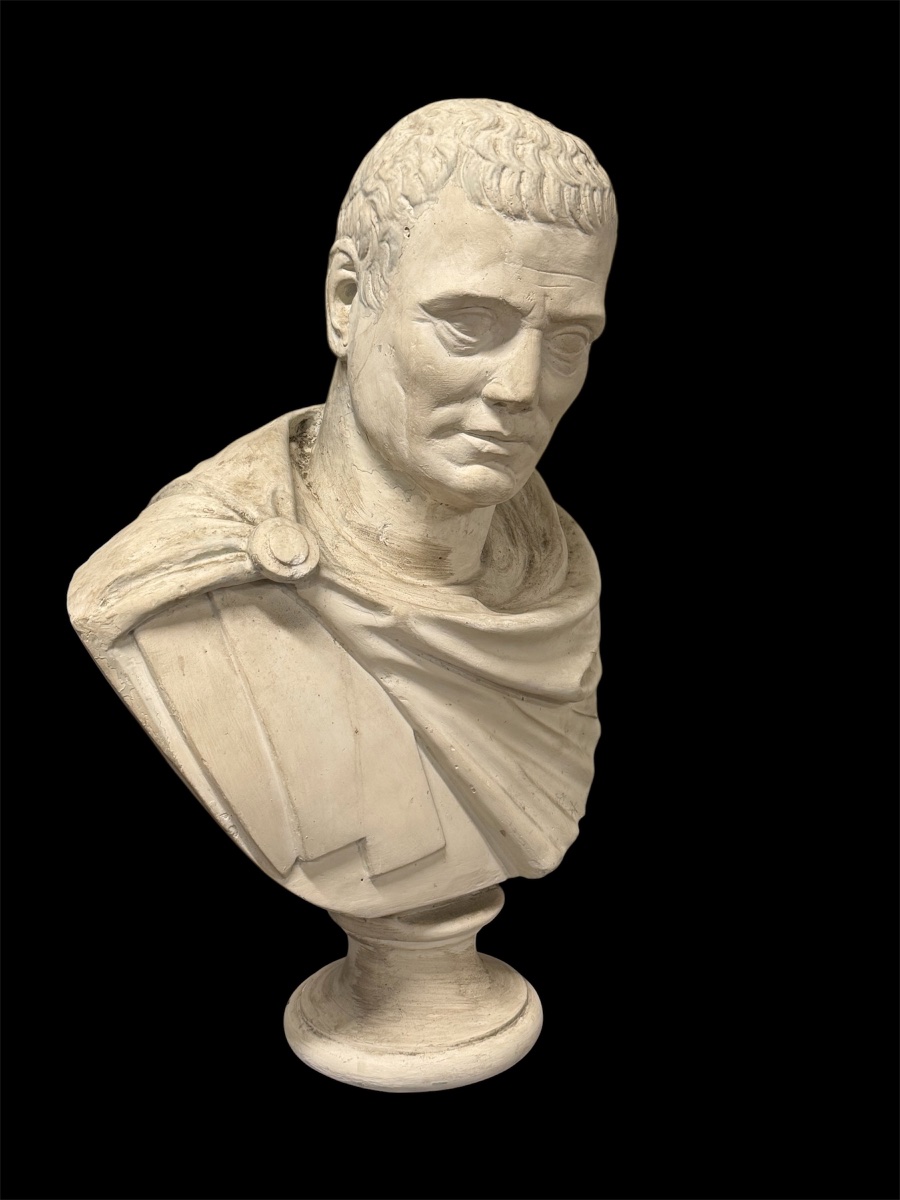 Buste d’empereur Romain sculpture en plâtre du début du XXème siècle H 70 cm-photo-4