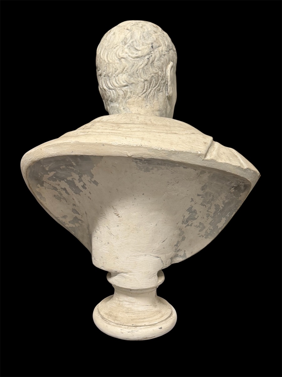 Buste d’empereur Romain sculpture en plâtre du début du XXème siècle H 70 cm-photo-2