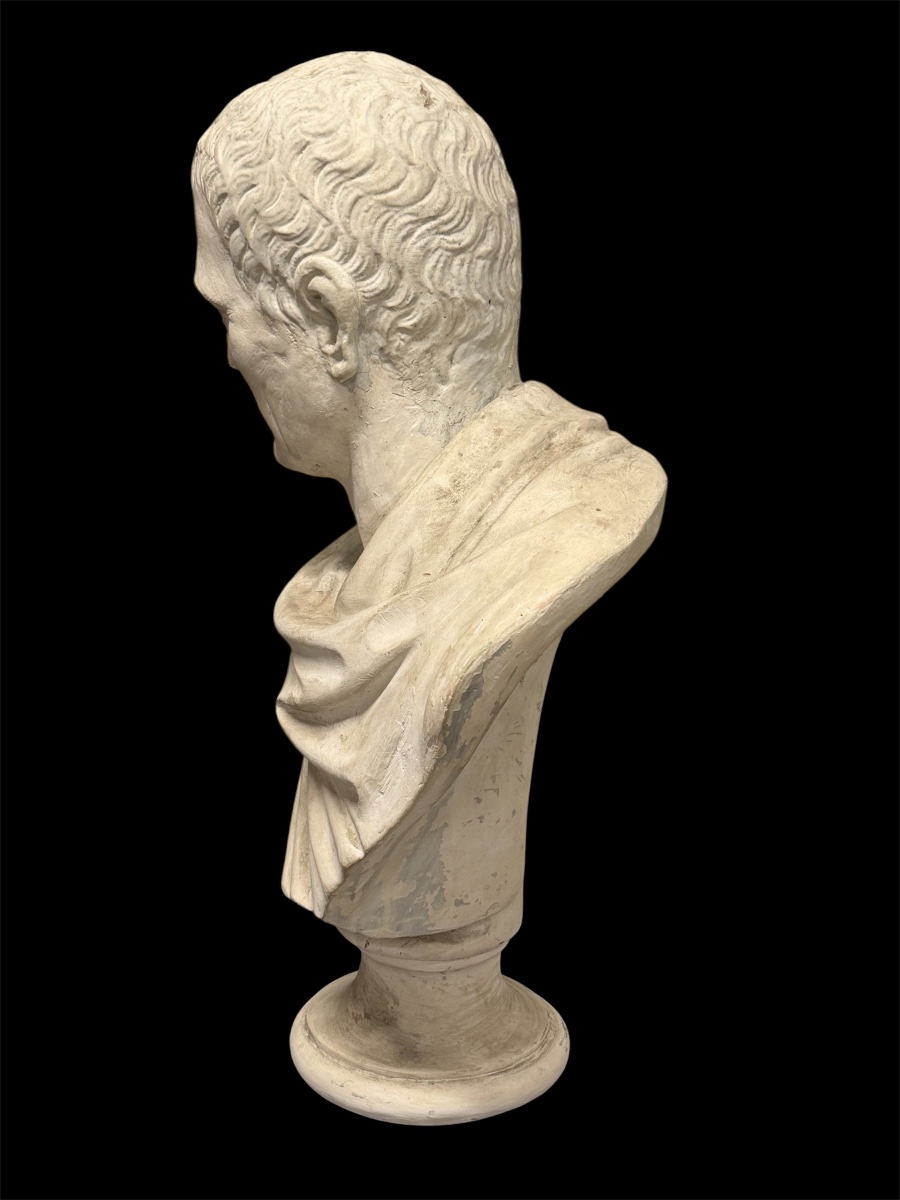 Buste d’empereur Romain sculpture en plâtre du début du XXème siècle H 70 cm-photo-3