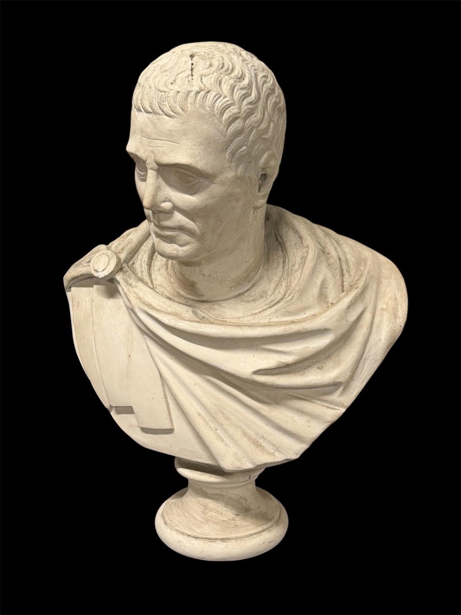 Buste d’empereur Romain sculpture en plâtre du début du XXème siècle H 70 cm-photo-5