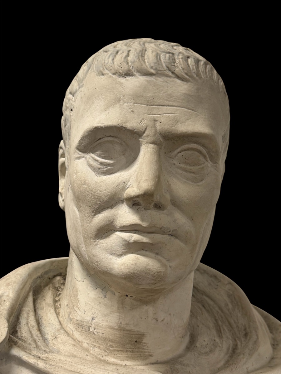 Buste d’empereur Romain sculpture en plâtre du début du XXème siècle H 70 cm-photo-8