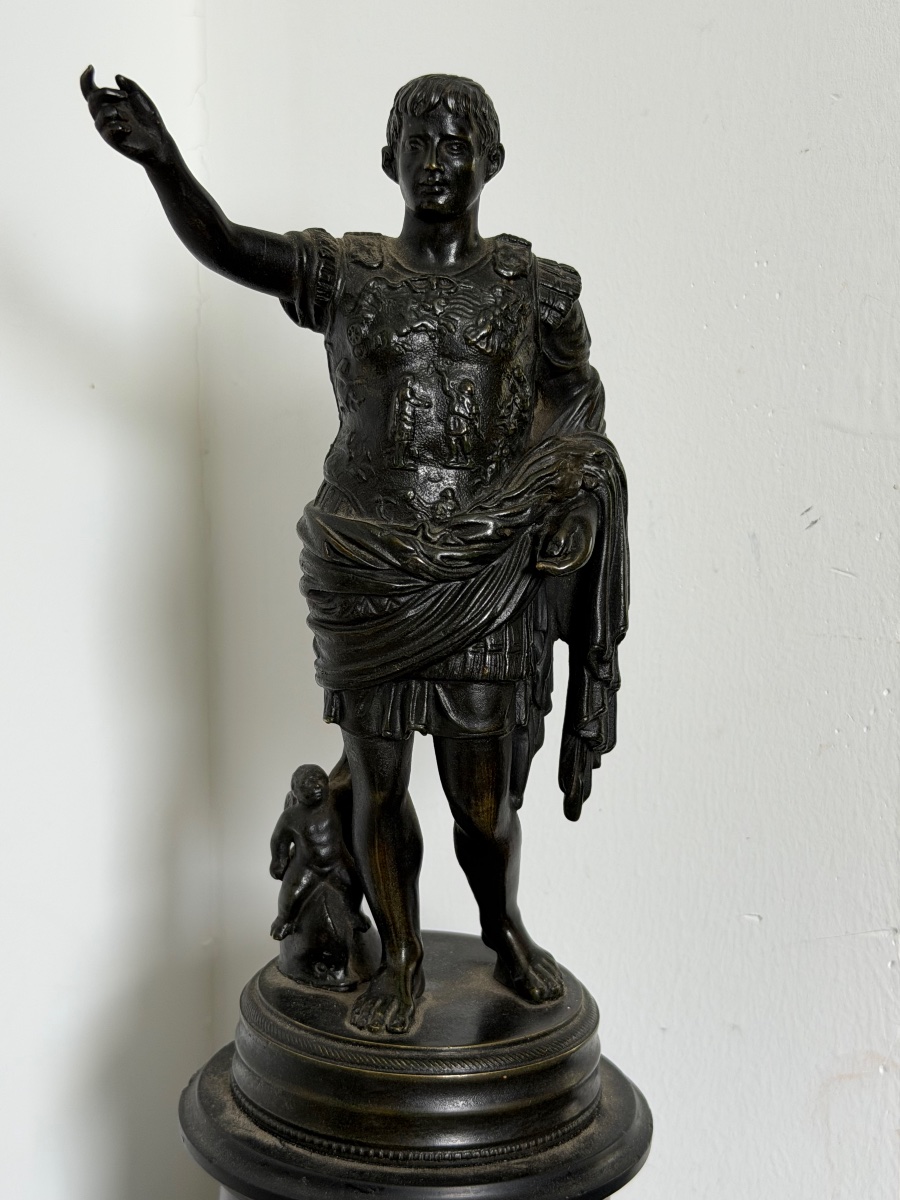 Empereur Auguste dit de Prima Porta bronze du grand tour Italie XIXème d’après l’antique -photo-3