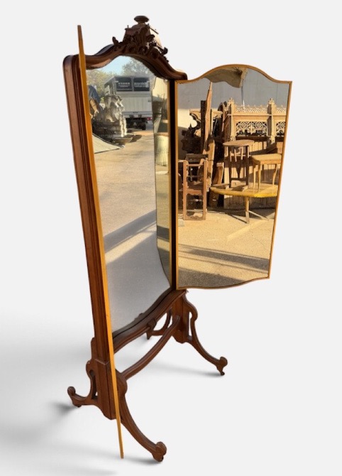 Psyché - miroir triptyque sur pied de la maison BROT PARIS vers 1930 - magasin mode boutique -photo-2