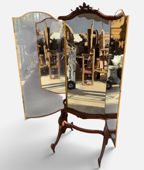Psyché - miroir triptyque sur pied de la maison BROT PARIS vers 1930 - magasin mode boutique -photo-2