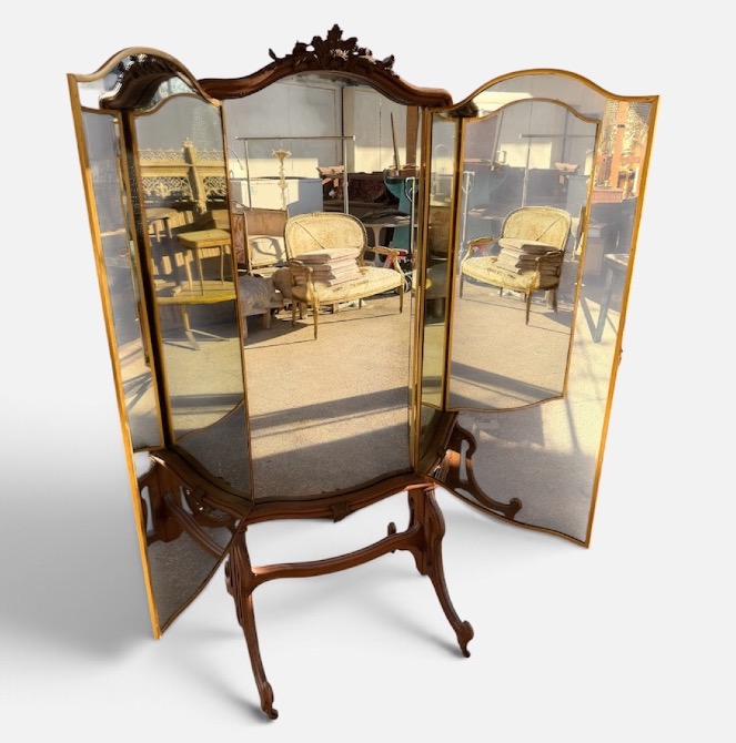 Psyché - miroir triptyque sur pied de la maison BROT PARIS vers 1930 - magasin mode boutique -photo-3