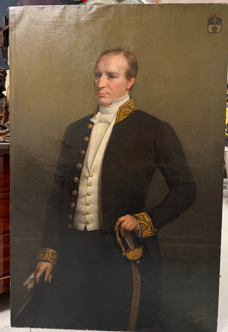 Albert-pierre Roberti (1811–1864), Large Three-quarter-length Portrait Of A Man, Dated 1858-photo-2
