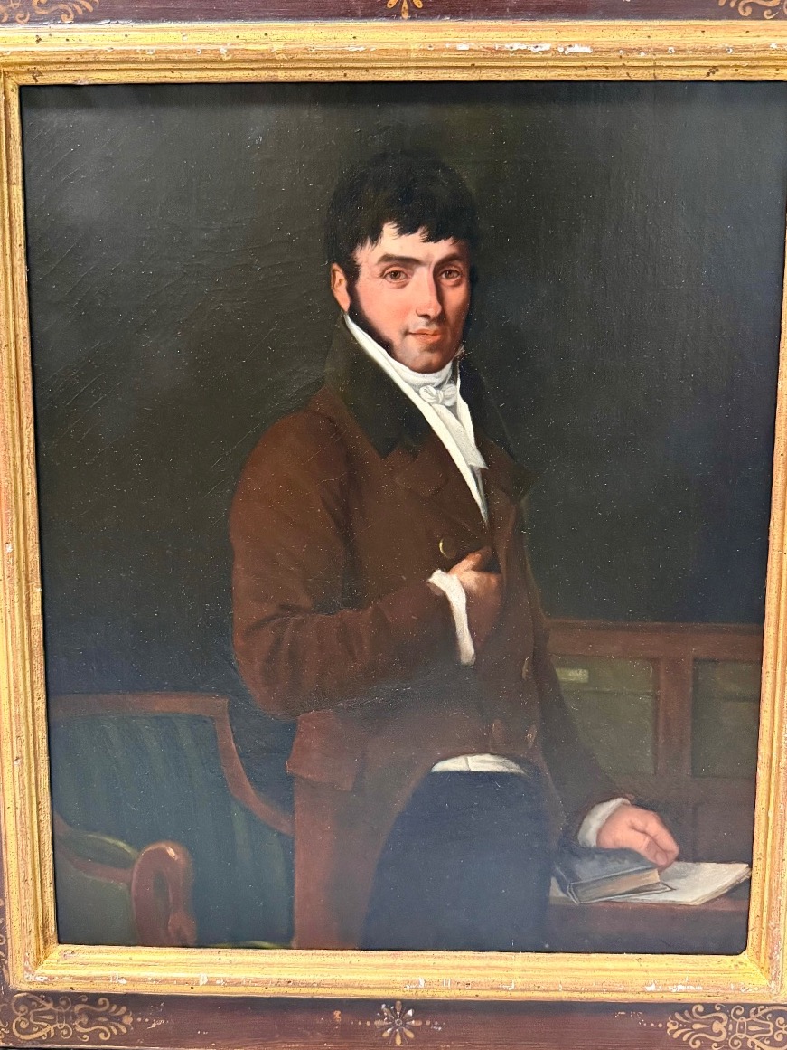 Portrait d’homme école Française du début du XIXème siècle suiveur d’Ingres empire restauration-photo-5