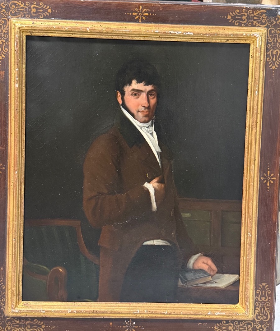 Portrait d’homme école Française du début du XIXème siècle suiveur d’Ingres empire restauration-photo-7