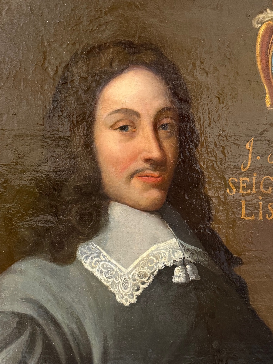 17th-century French School Portrait Of A Man, Oil On Canvas, French Nobility, H 107 Cm-photo-3