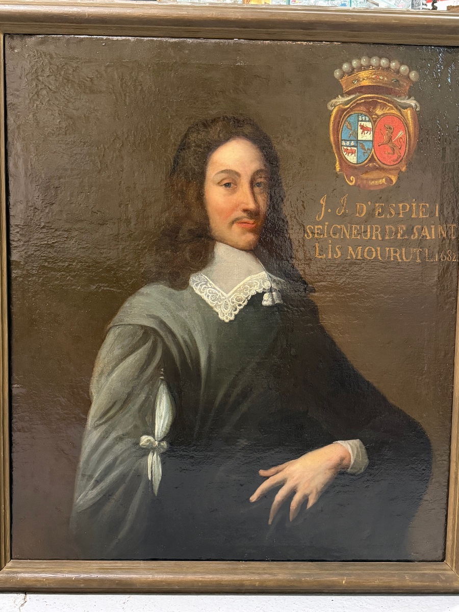17th-century French School Portrait Of A Man, Oil On Canvas, French Nobility, H 107 Cm-photo-1