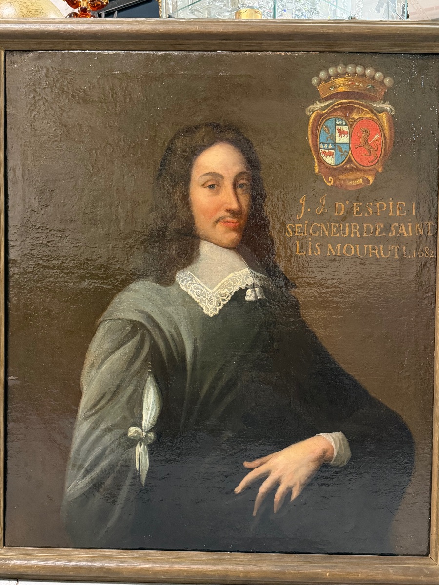 17th-century French School Portrait Of A Man, Oil On Canvas, French Nobility, H 107 Cm-photo-4