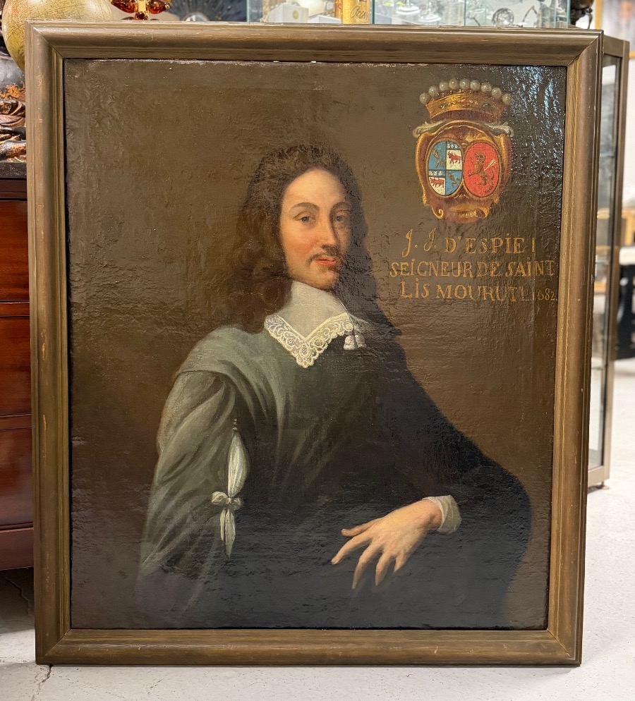 17th-century French School Portrait Of A Man, Oil On Canvas, French Nobility, H 107 Cm-photo-7