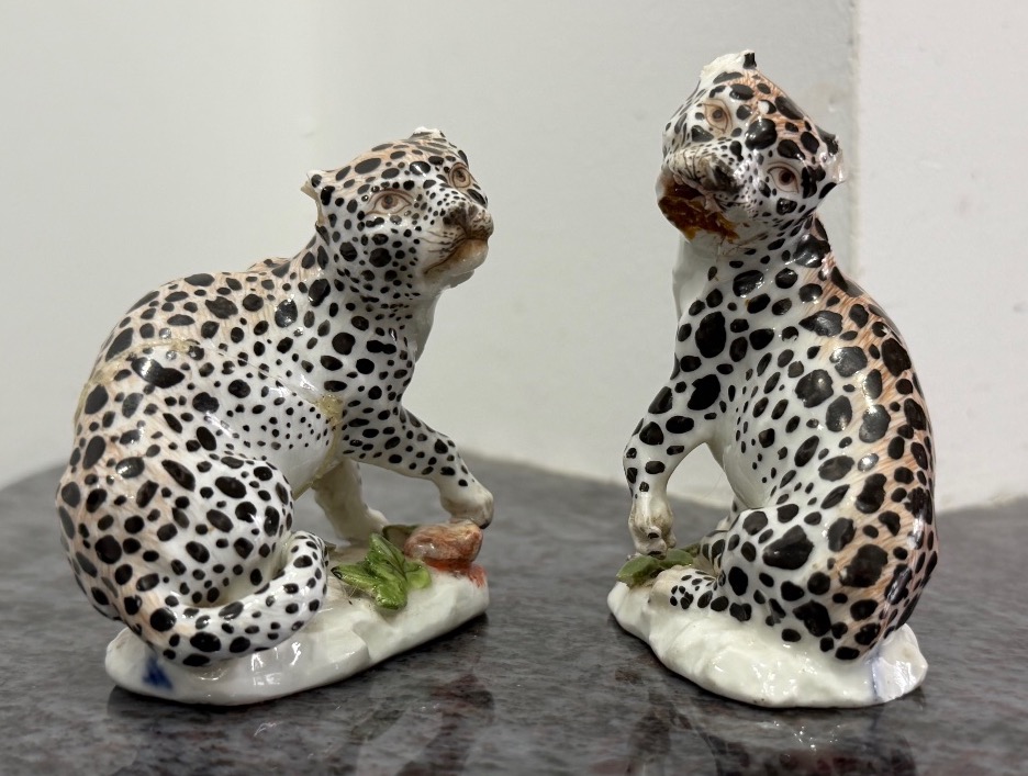 Johann Joachim KÅNDLER (1706-1775) rare paire de léopards porcelaine de Meissen XVIIIème siècle-photo-2