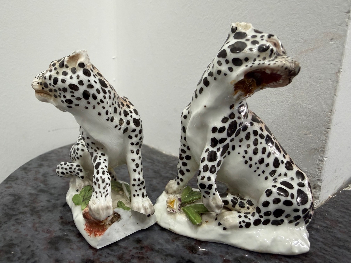 Johann Joachim KÅNDLER (1706-1775) rare paire de léopards porcelaine de Meissen XVIIIème siècle-photo-6