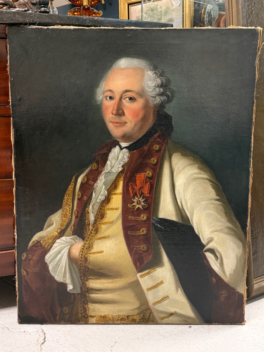 École Française du XVIIIème siècle portrait d’homme décoré de l’ordre de saint Louis huile/toil-photo-2