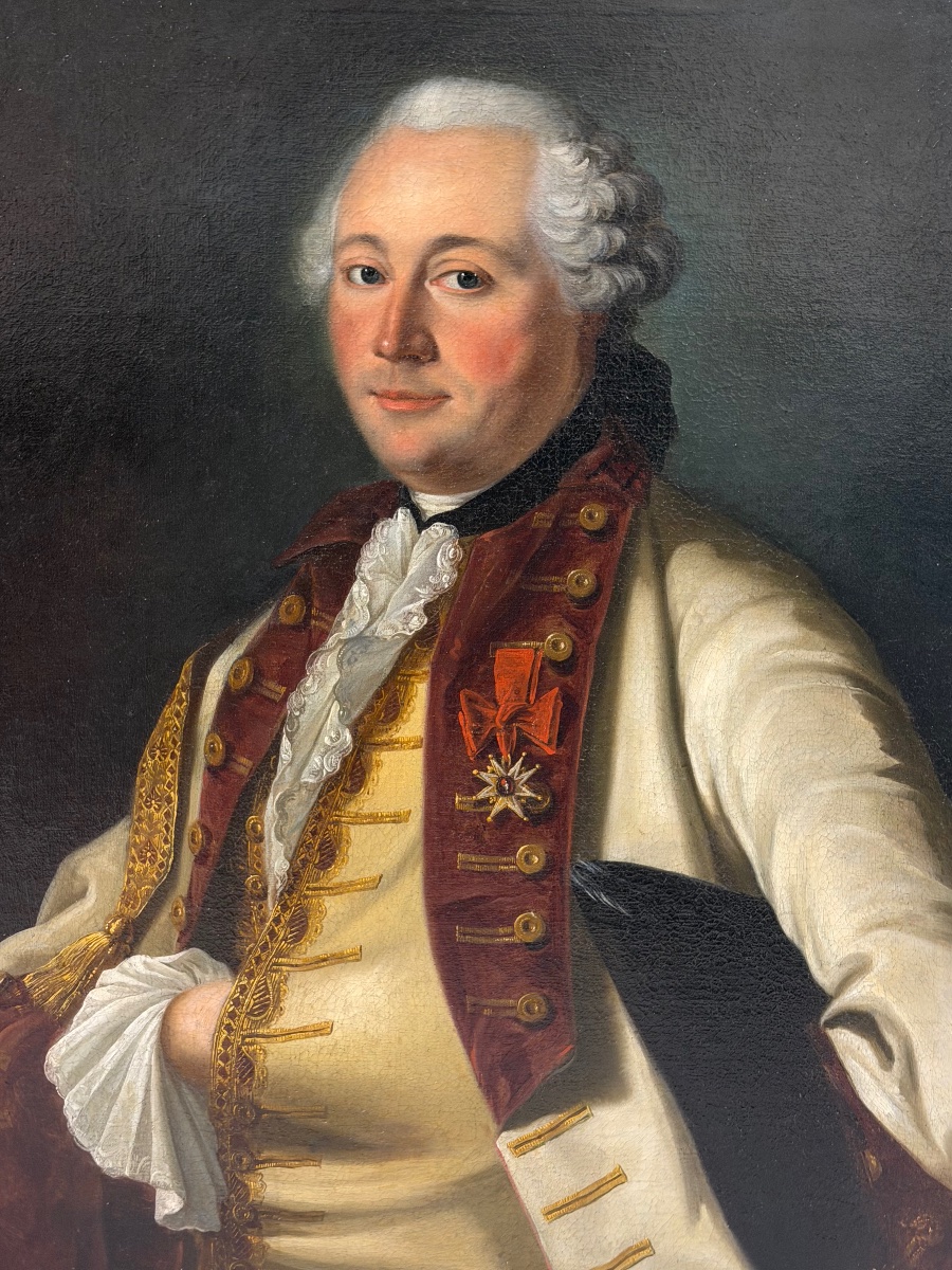 École Française du XVIIIème siècle portrait d’homme décoré de l’ordre de saint Louis huile/toil-photo-3