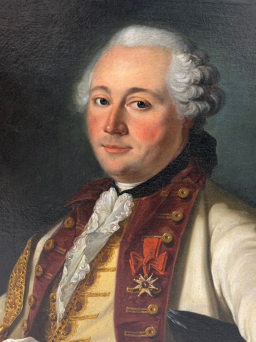 École Française du XVIIIème siècle portrait d’homme décoré de l’ordre de saint Louis huile/toil-photo-2