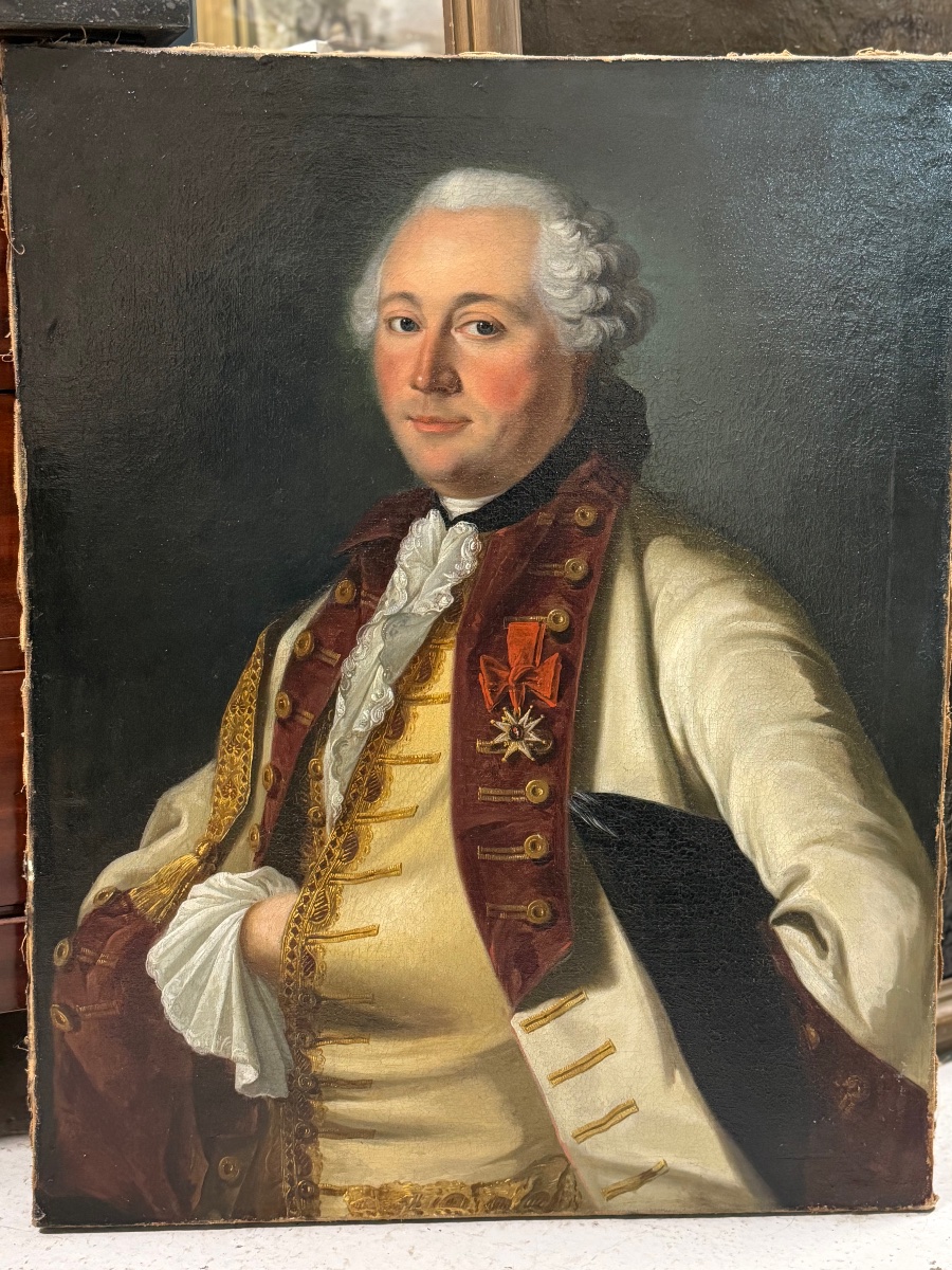 École Française du XVIIIème siècle portrait d’homme décoré de l’ordre de saint Louis huile/toil-photo-5