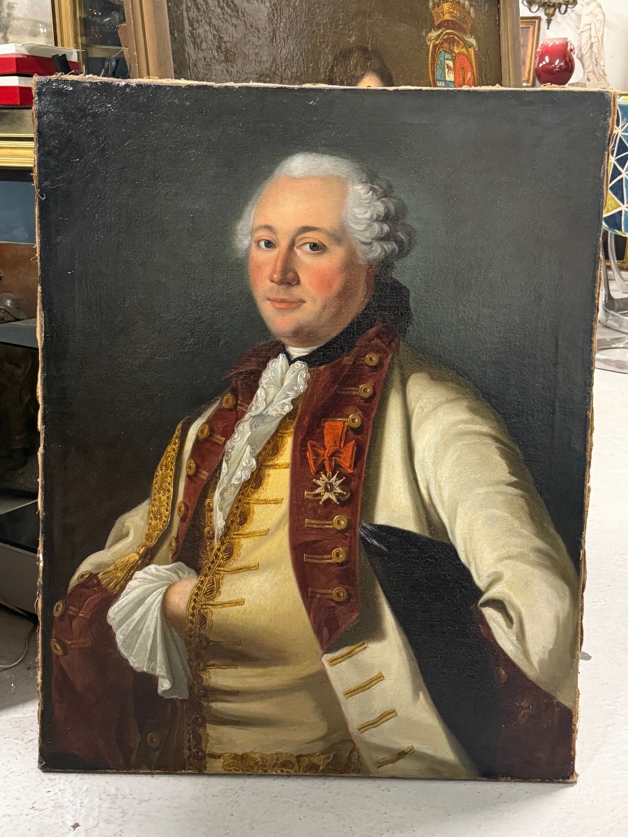 École Française du XVIIIème siècle portrait d’homme décoré de l’ordre de saint Louis huile/toil-photo-6