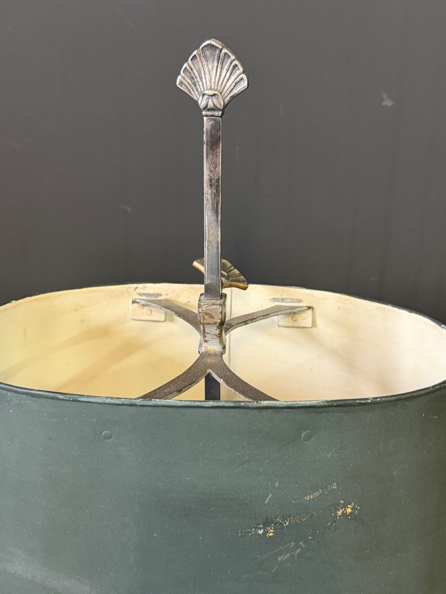 Lampe bouillotte de style en bronze argenté époque XIXème  -photo-2