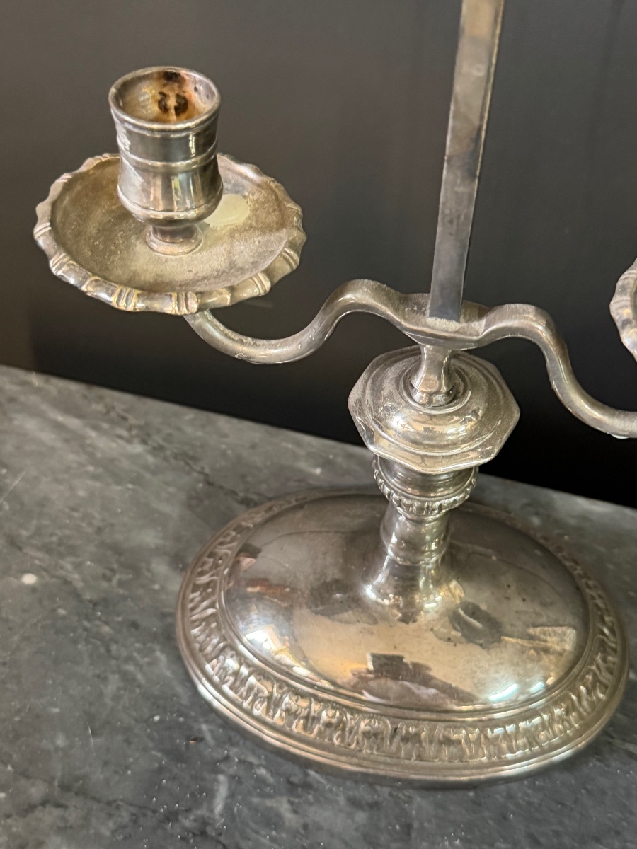 Lampe bouillotte de style en bronze argenté époque XIXème  -photo-1