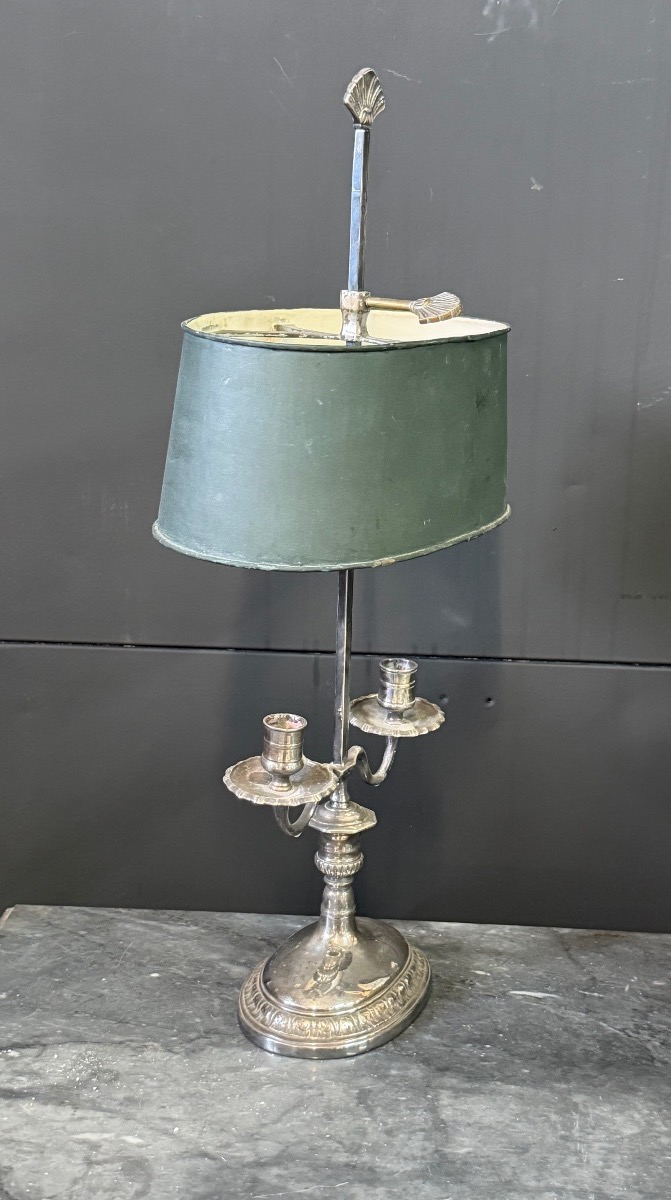 Lampe bouillotte de style en bronze argenté époque XIXème  -photo-4