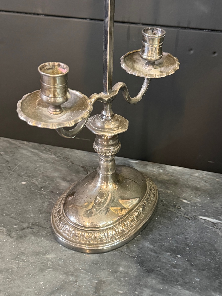 Lampe bouillotte de style en bronze argenté époque XIXème  -photo-5