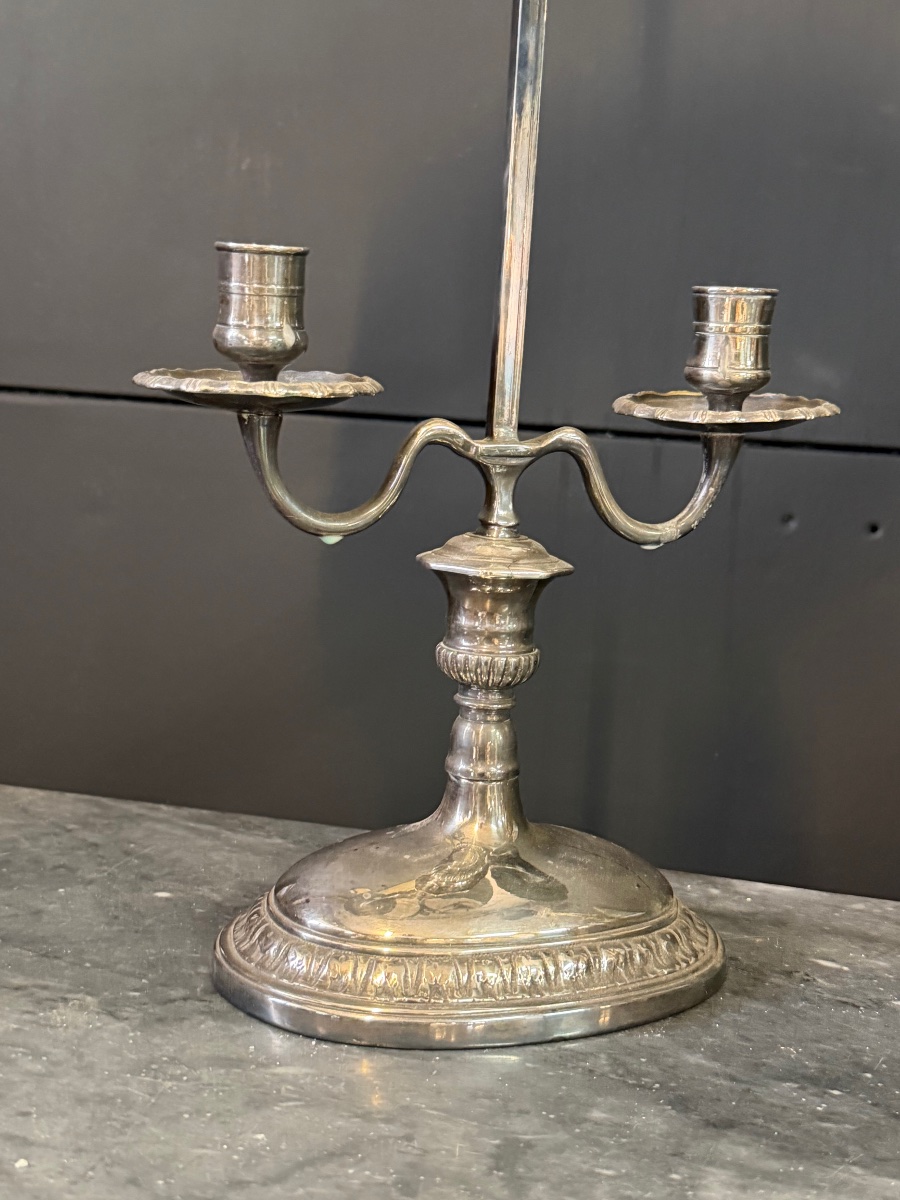 Lampe bouillotte de style en bronze argenté époque XIXème  -photo-6