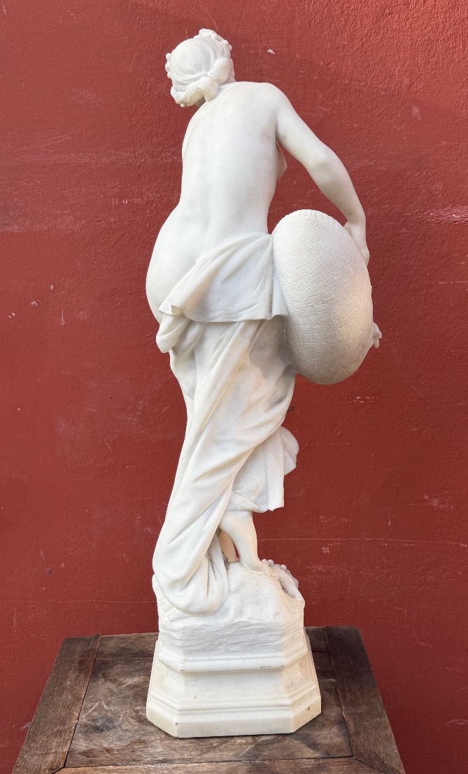 Lucas Madrassi (1849-1919) Allégorie des vendanges sculpture en marbre H 78 cm-photo-3