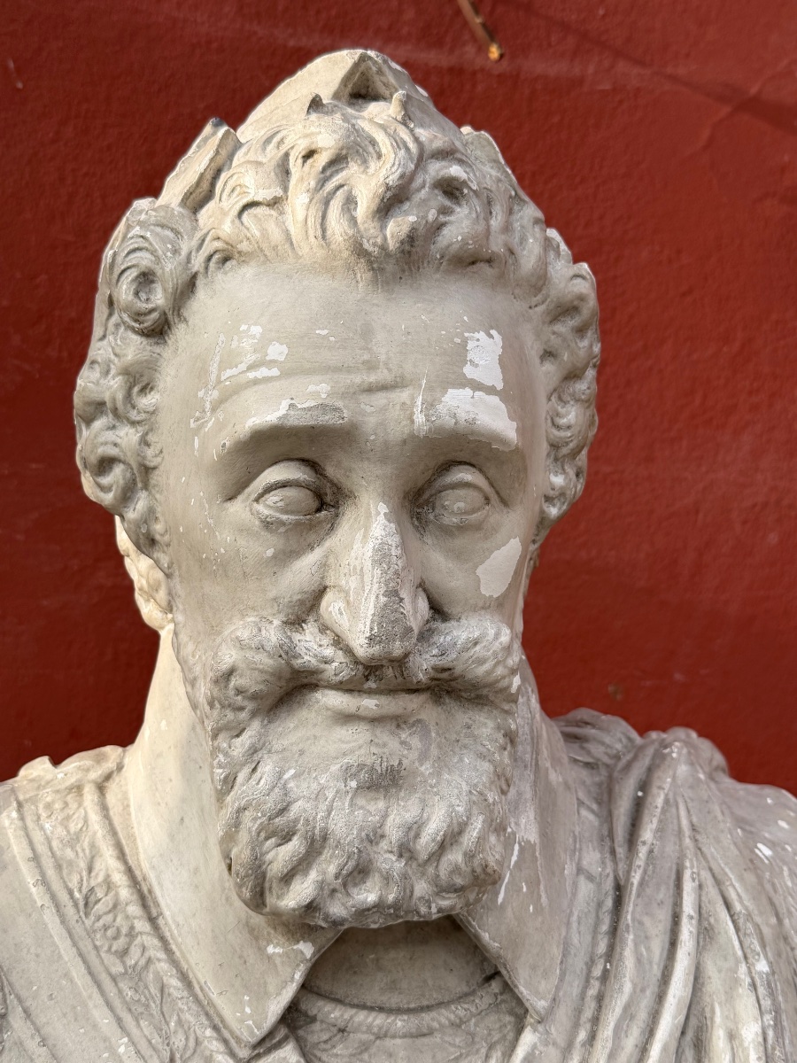 Large Plaster Bust—henry IV With A Laurel Wreath, Wearing A Breastplate And Sash, Attributed To B. Tremblay -photo-4