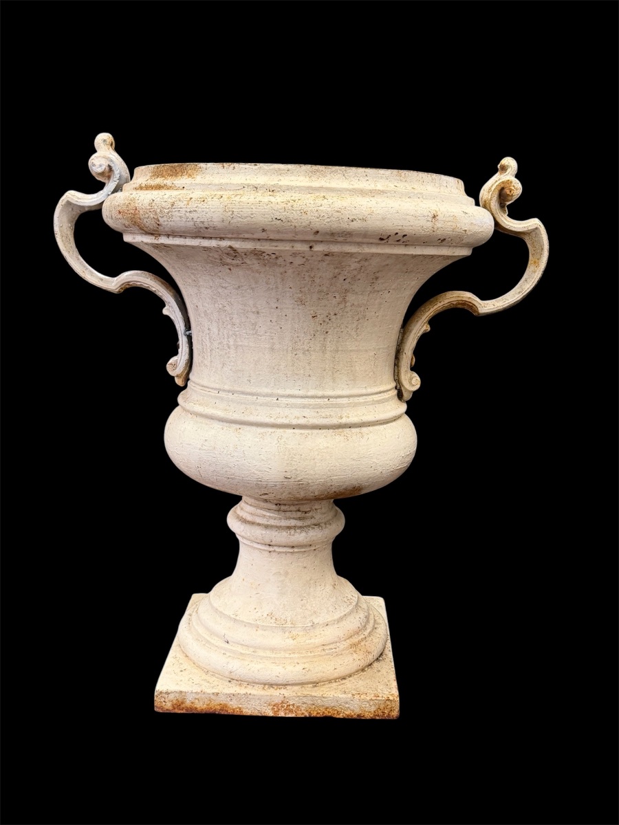 Importante paire de vases Médicis en fonte directoire époque fin XVIIIème  H 73cm -photo-3