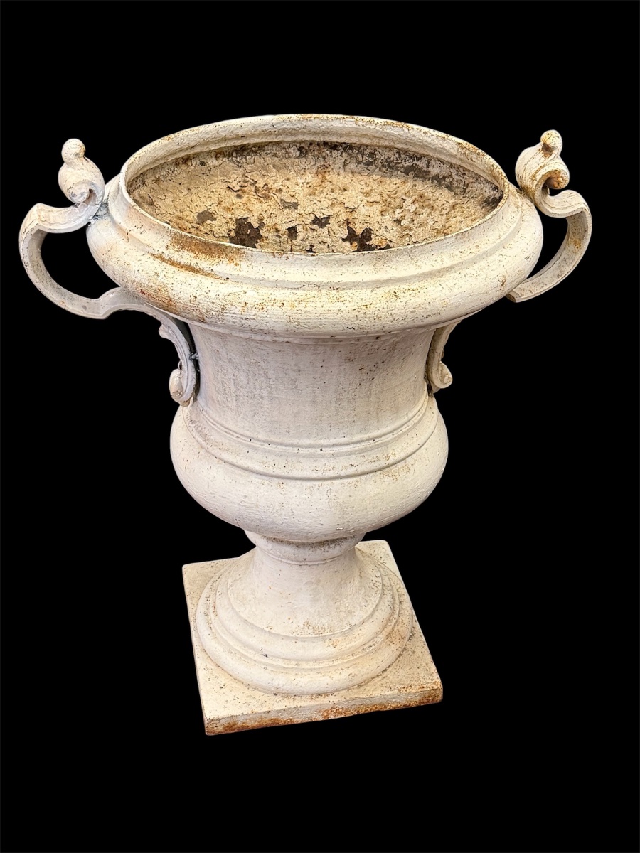 Importante paire de vases Médicis en fonte directoire époque fin XVIIIème  H 73cm -photo-4
