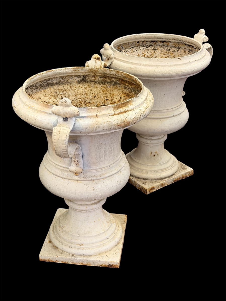Importante paire de vases Médicis en fonte directoire époque fin XVIIIème  H 73cm -photo-5