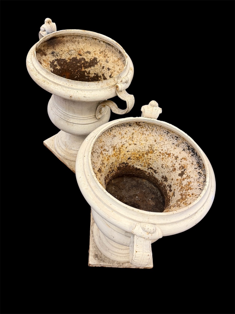 Importante paire de vases Médicis en fonte directoire époque fin XVIIIème  H 73cm -photo-6