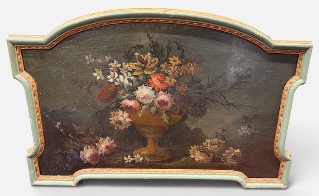 Suite de quatre peintures haut de portes ou impostes nature morte aux fleurs époque XIXème L 98-photo-2