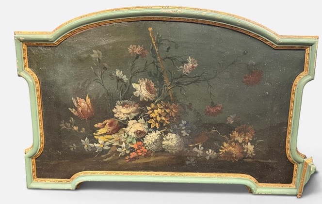 Suite de quatre peintures haut de portes ou impostes nature morte aux fleurs époque XIXème L 98-photo-3