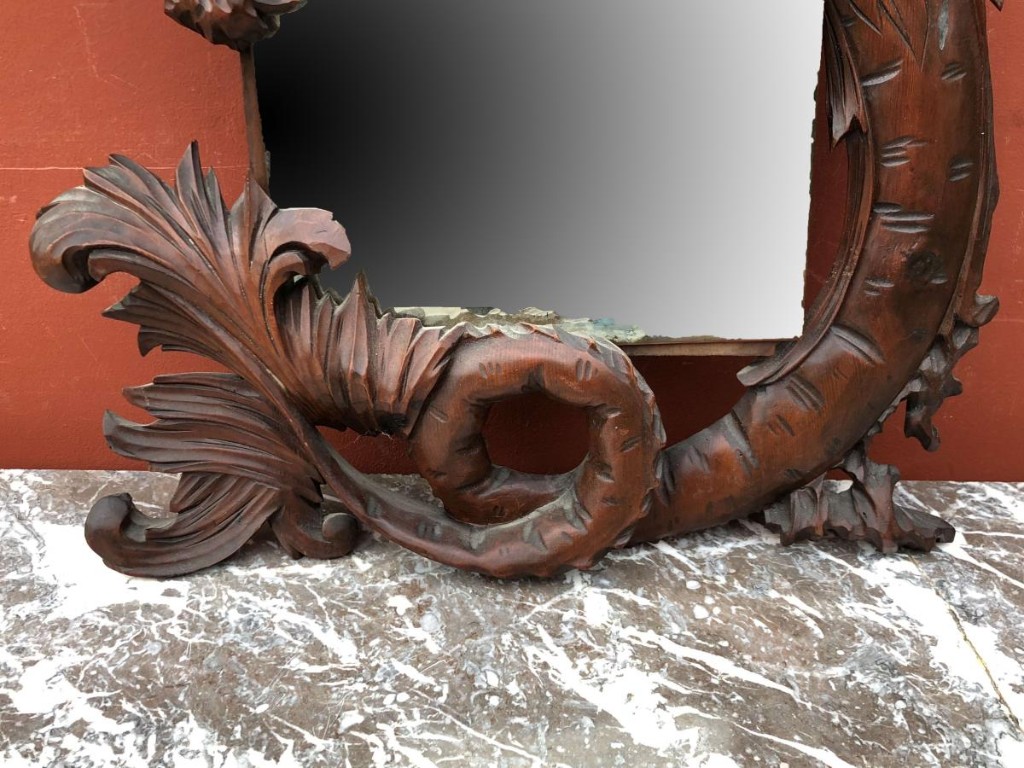 Old Dragon Mirror Carved Wood Viardot -photo-5