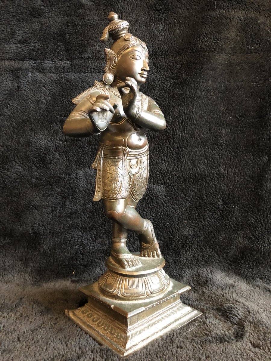 Ancienne Statuette De Shiva En Bronze XIXéme-photo-2