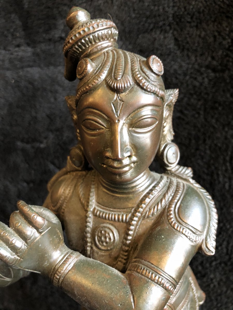 Ancienne Statuette De Shiva En Bronze XIXéme-photo-4