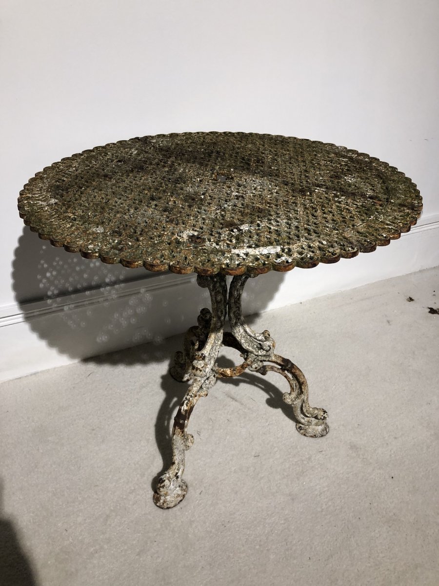 Pedestal Table In Cast Iron Garden End XIXth-photo-2