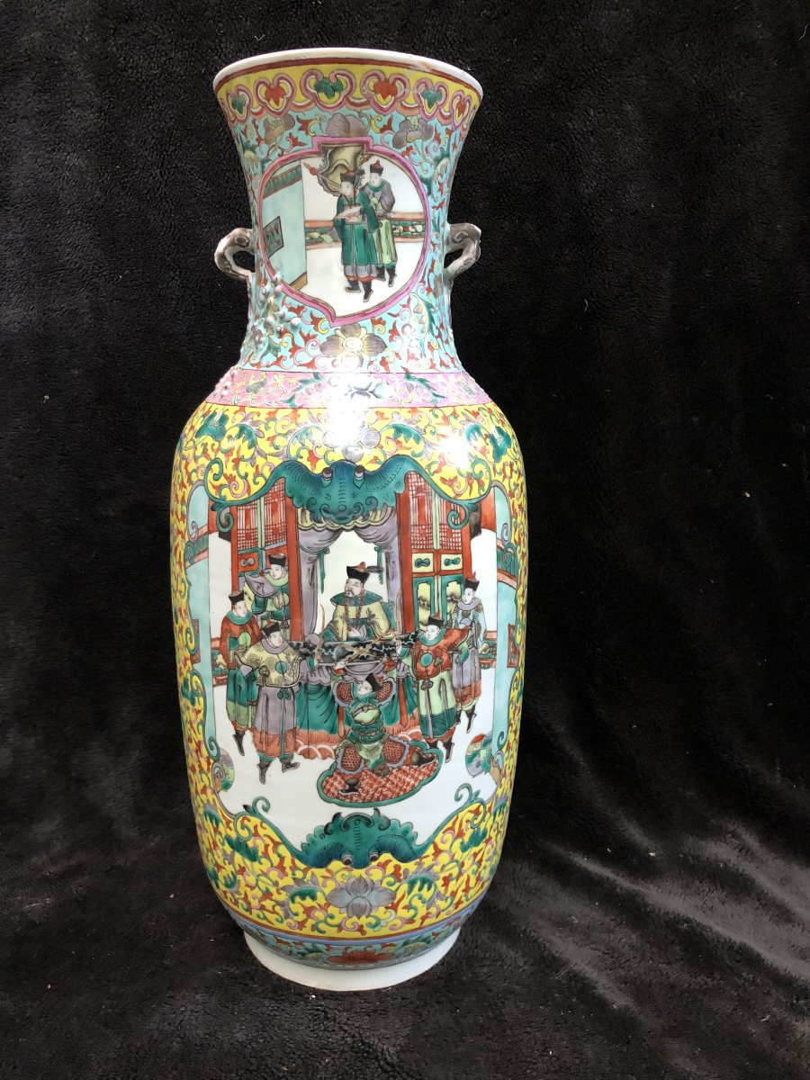 Grand Vase Porcelaine De Chine époque XIXéme H 62 Cm