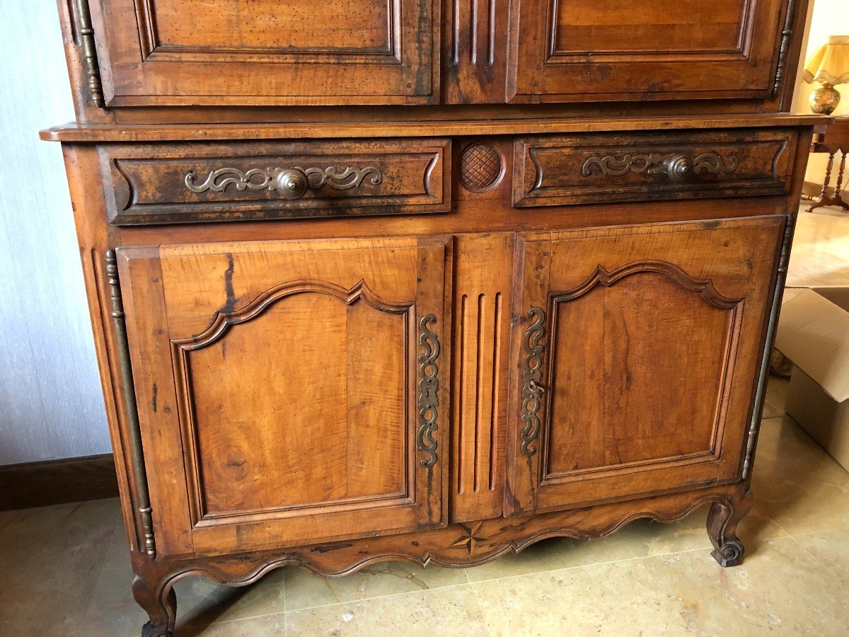 Antique Louis XV Buffet In 2 Walnut Corps 19th-photo-3