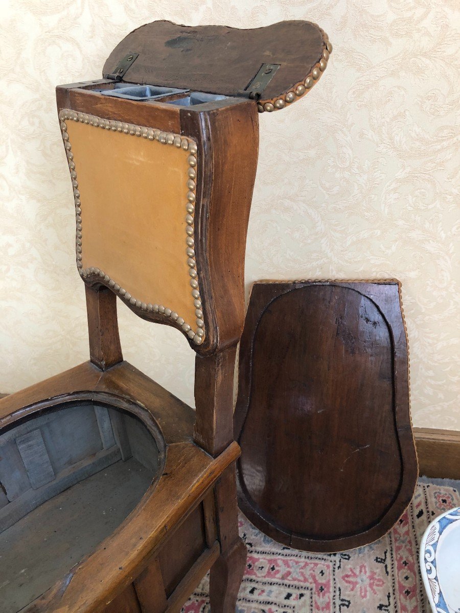 18th Century Bidet Or Convenience Seat With Its Rouen Earthenware-photo-4