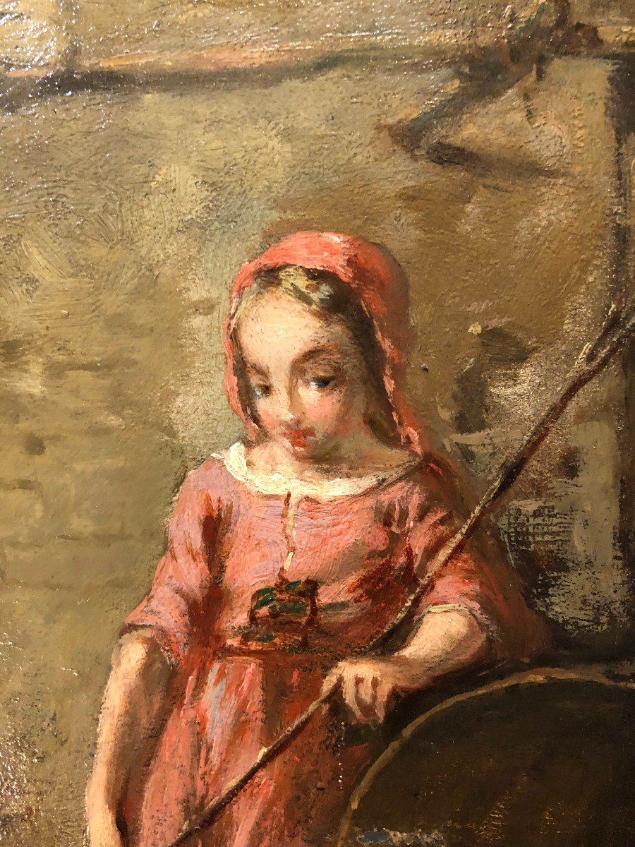 Jules Gros XIXème - La Petite Paysanne Aux Poules-photo-4