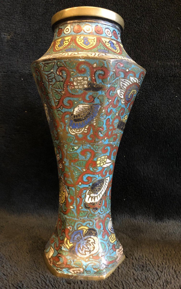 Paire De Vases En Bronze Cloisonné Japon XIXème Siècle-photo-2