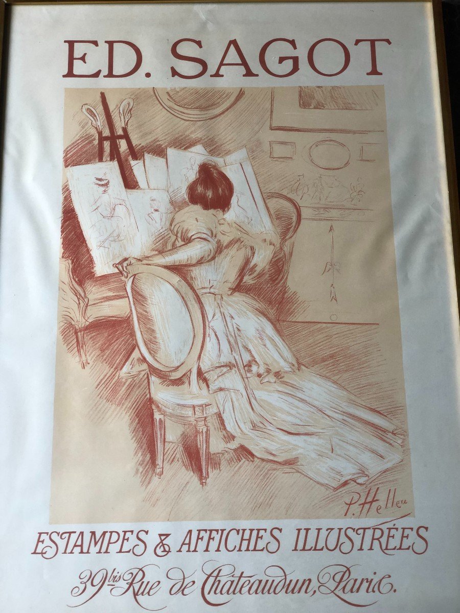 Paul César Helleu - Woman Drawing - Ed. Sagot Around 1900-photo-2